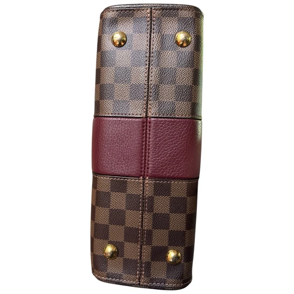 Damier Ebene Bond Street Burgundy Stripe Satchel Handbag Crossbody Strap